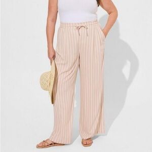 Striped Beige Women's flowy Pants